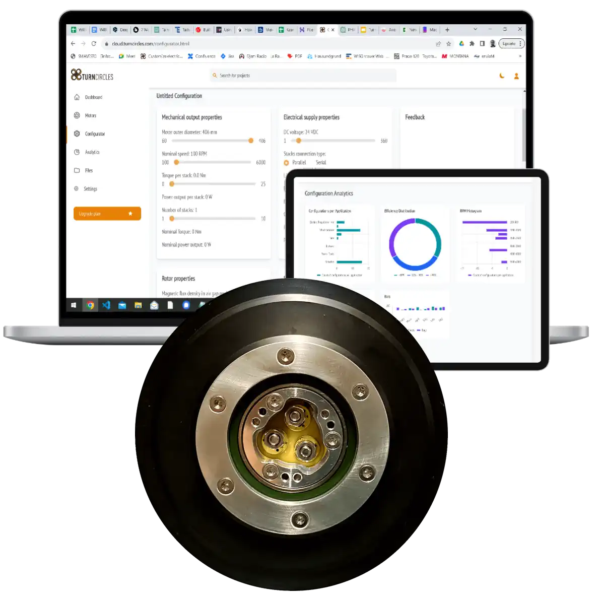 Axial flux electric motor customizer screen shot