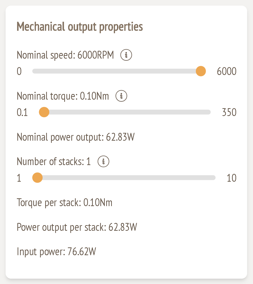 Mechanical output properties card