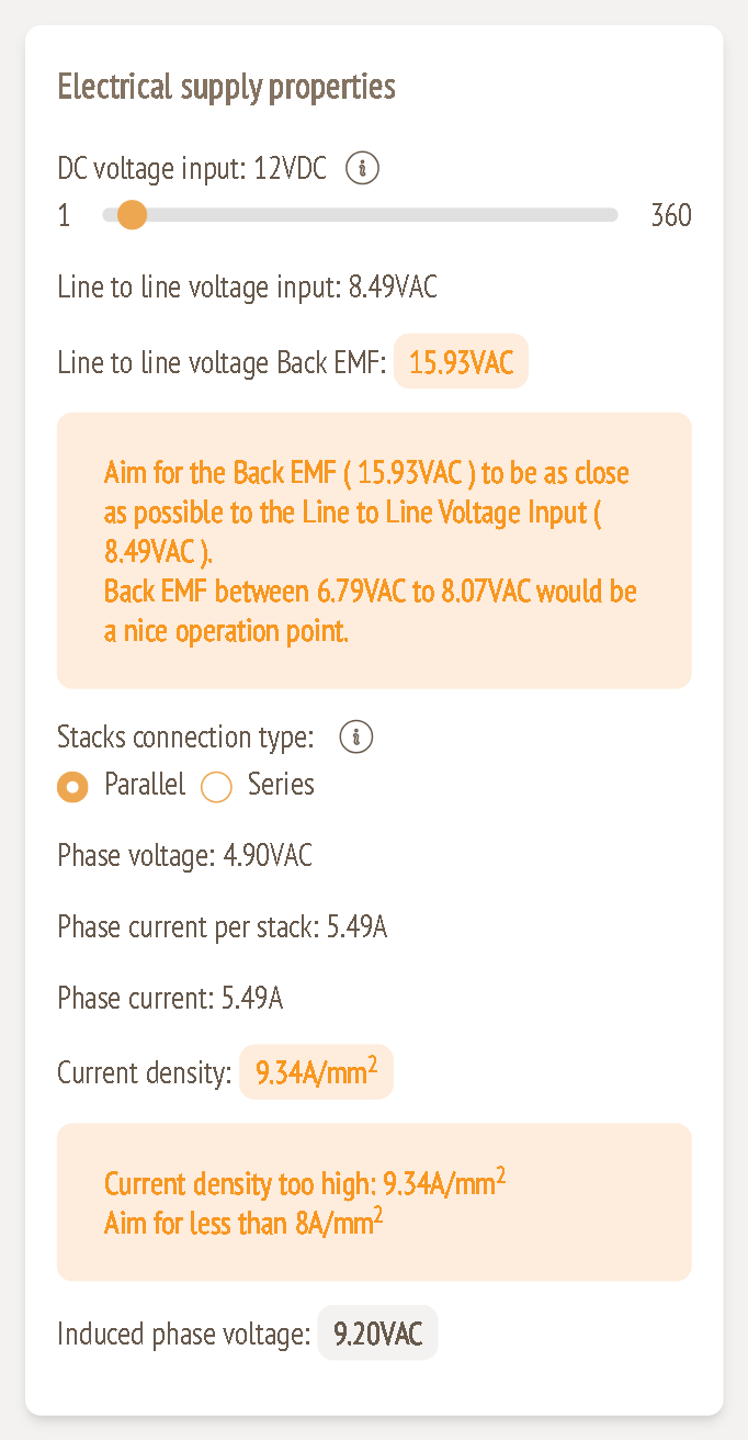 Electrical supply properties card