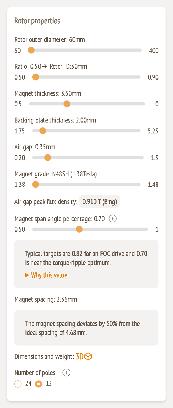 Rotor properties card