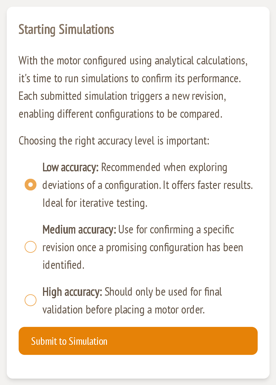 Starting Simulations card