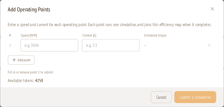 Add Operating Points dialog