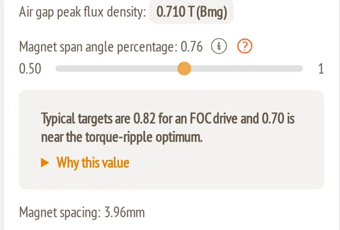 Magnet span angle guidance in the Rotor properties card