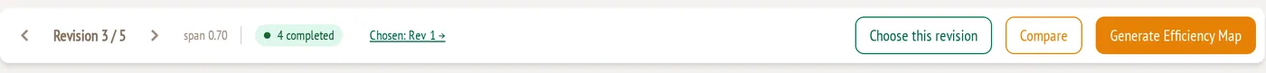 Revision bar showing Revision 3 / 5 with span 0.70
